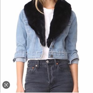 NWOT BB Dakota Mia Denim Jacket with removeable Furry Collar
